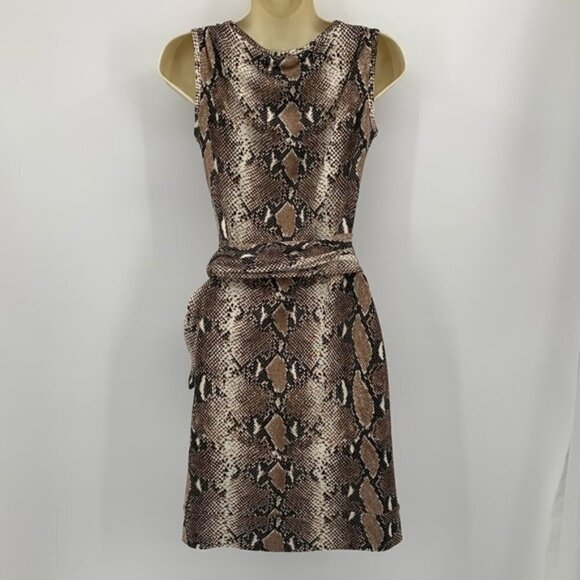 DVF Diane von Furstenberg New Della python camo shift dress silk tan snake new 6 - Picture 4 of 6